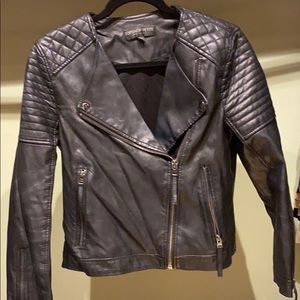 Faux leather motorcycle jacket